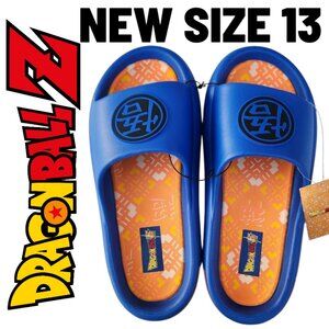 NEW DragonBall Z Dragon Ball Z Men’s Size 13 Slippers Sandals Slides Blue Orange